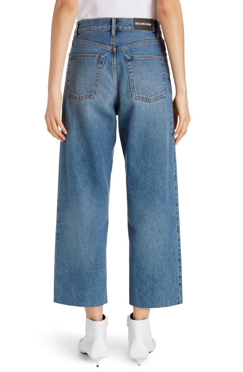 Balenciaga Wide Leg Crop Jeans, Alternate, color,