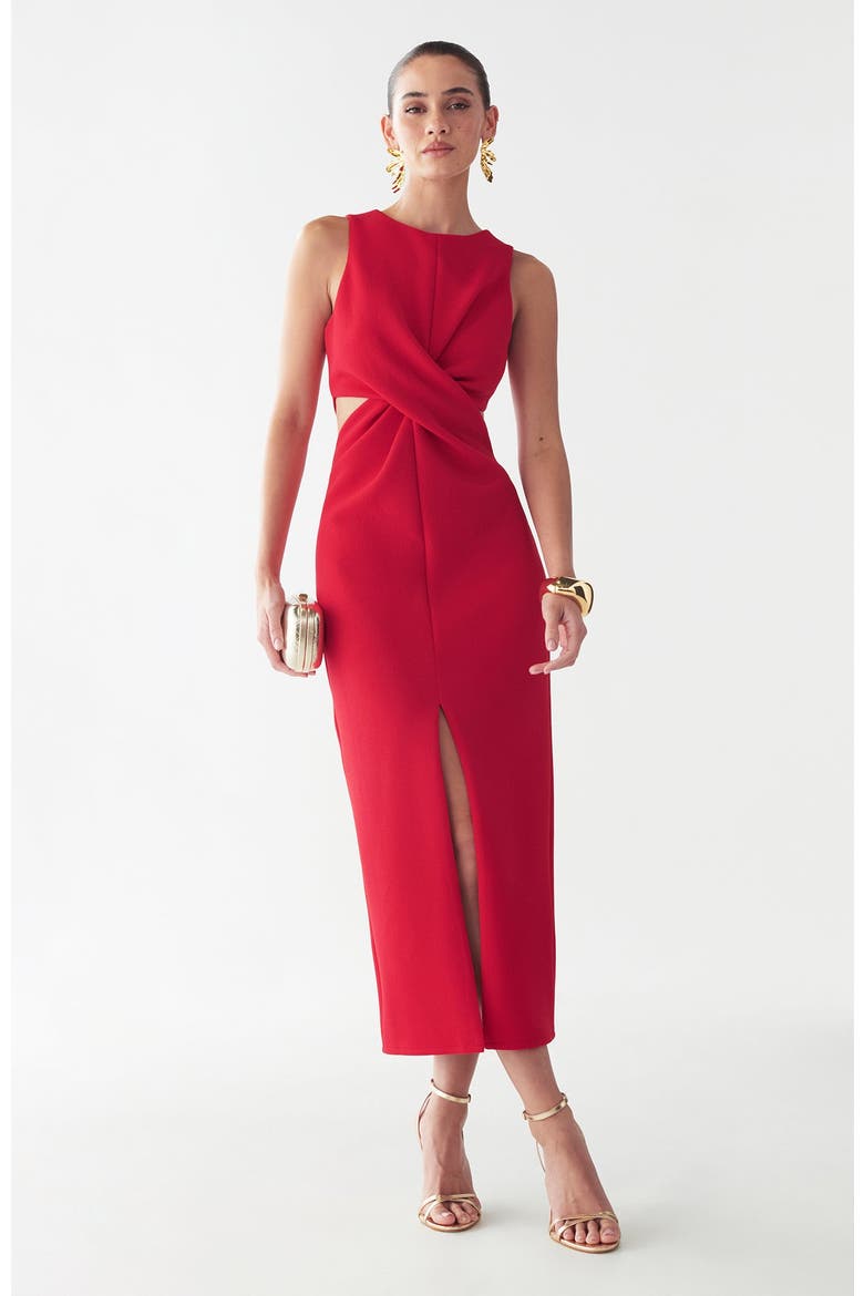 Newark Midi Dress, Alternate, color, Poppy Red