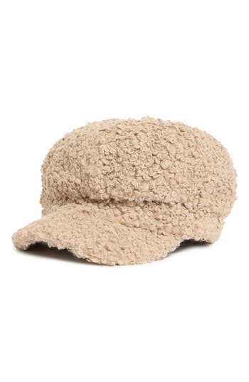 Vince Camuto Bouclé Newsboy Cap In Brown