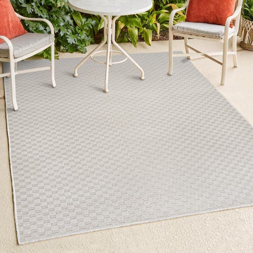 Jonathan Y Finn High-low Modern Minimalist Checkered Monotone Indoor/outdoor Area Rug In Ivory/cream