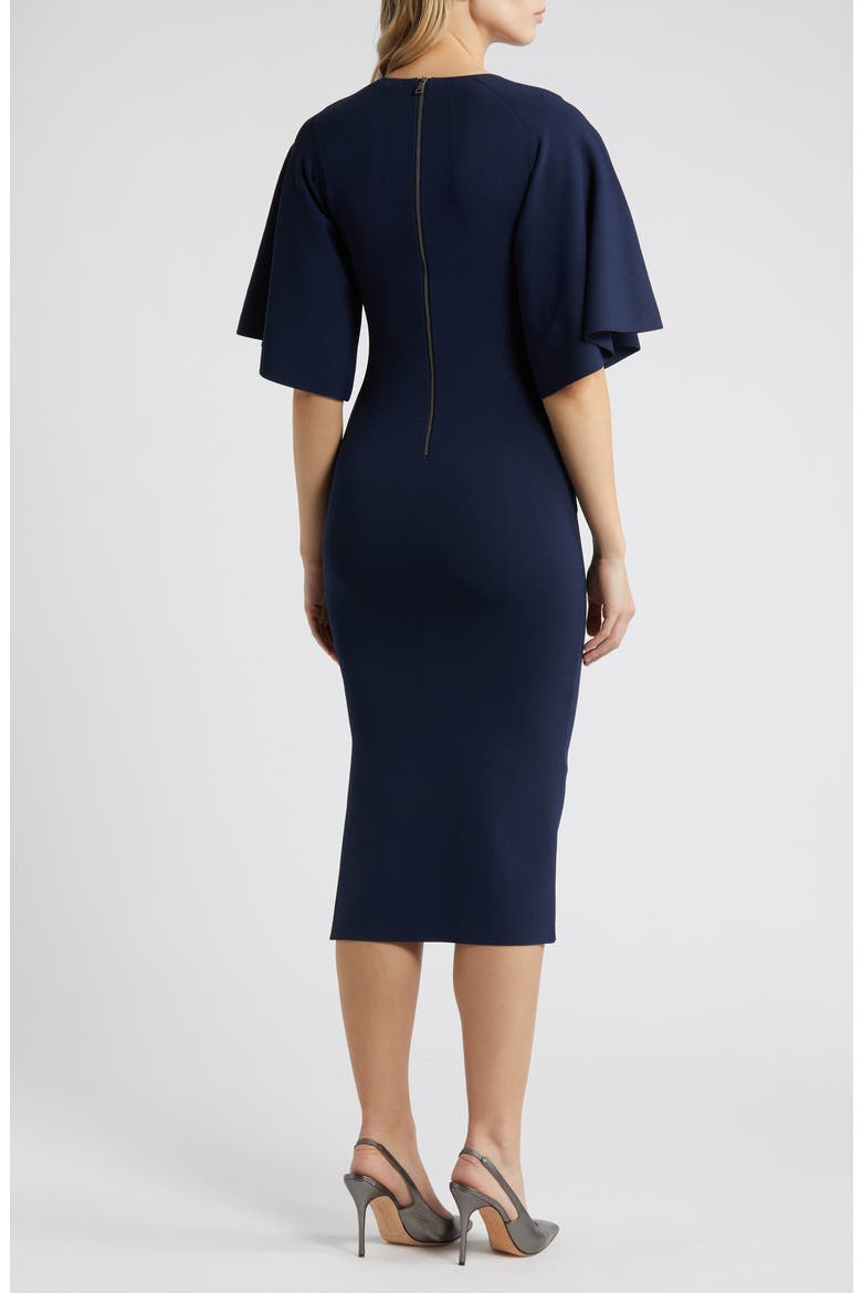 Lounia Fluted Sleeve Body-Con Sweater Dress, Alternate, color, NAVY