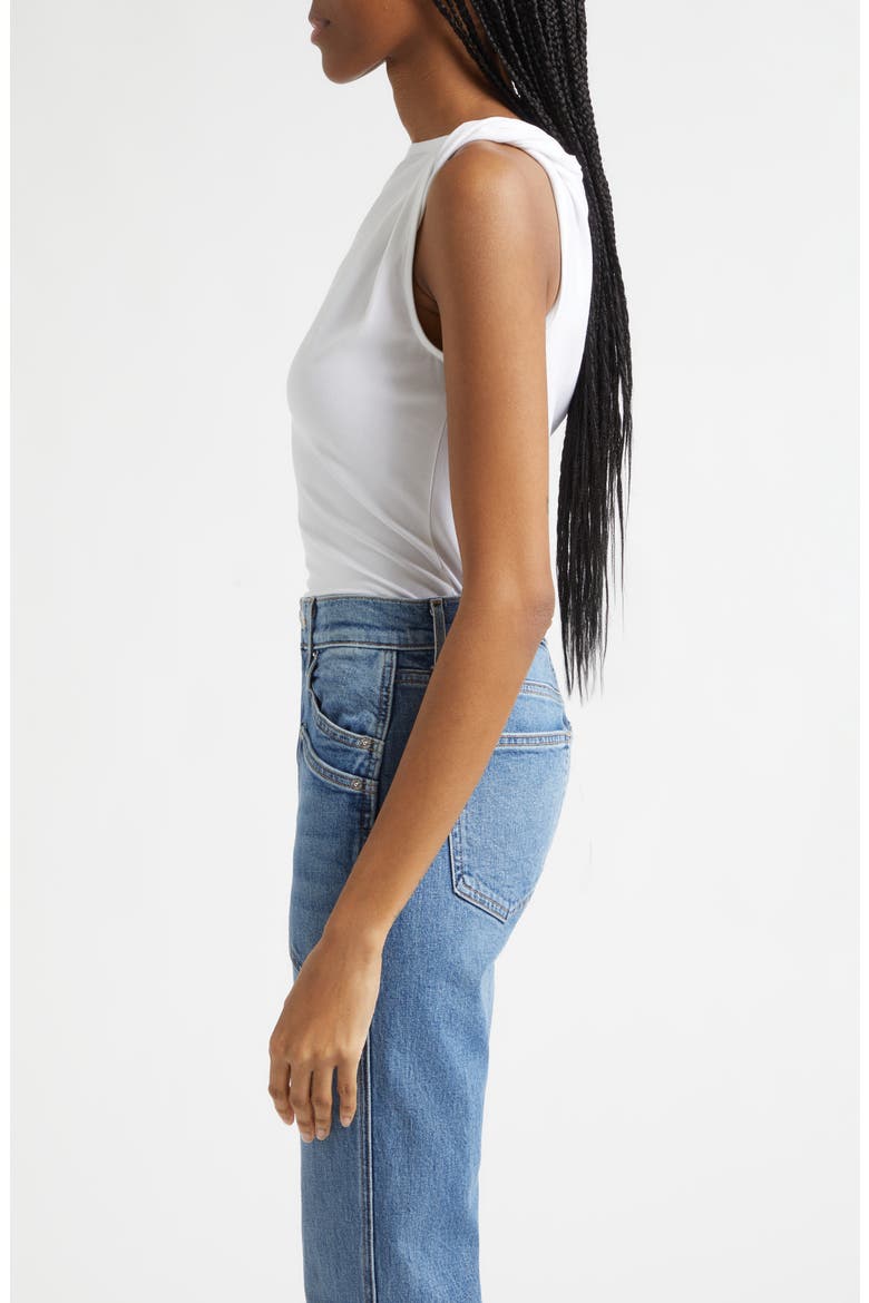 Otessa Twist Shoulder Ruched Top, Alternate, color, WHITE