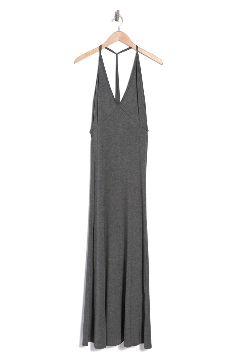 GO COUTURE Plunge Neck Maxi Dress, Alternate, color, Charcoal