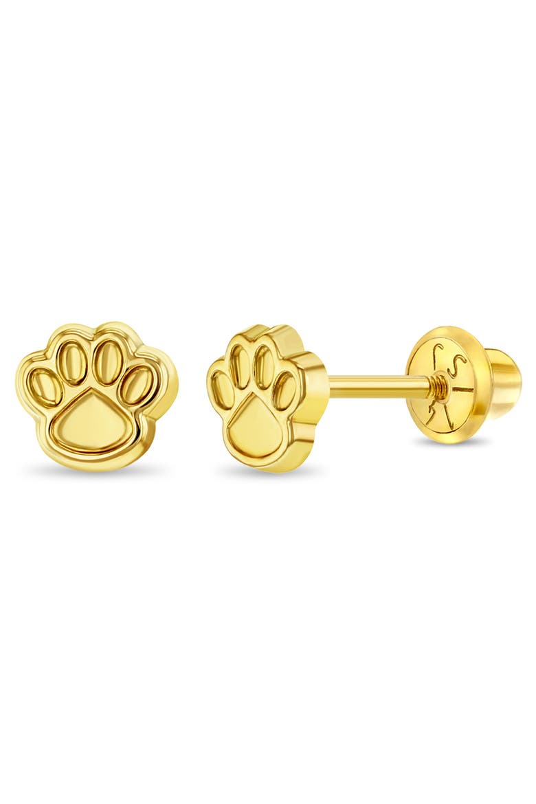 14k Dog Paw Earrings, Main, color, Gold