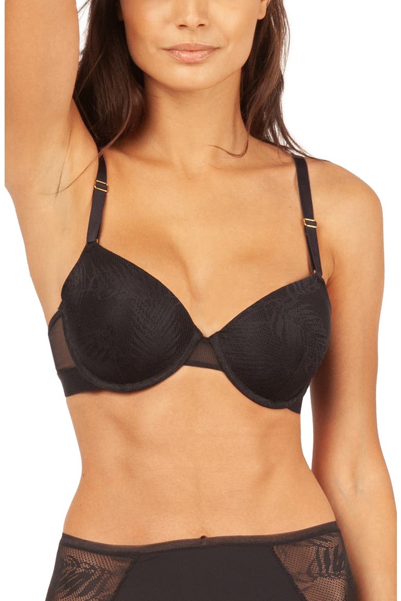 The Smooth Lace T-Shirt Bra, Main, color, JET BLACK