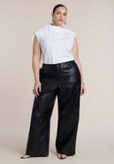 ELOQUII Adjustable Waist Faux Leather Wide Leg Pant