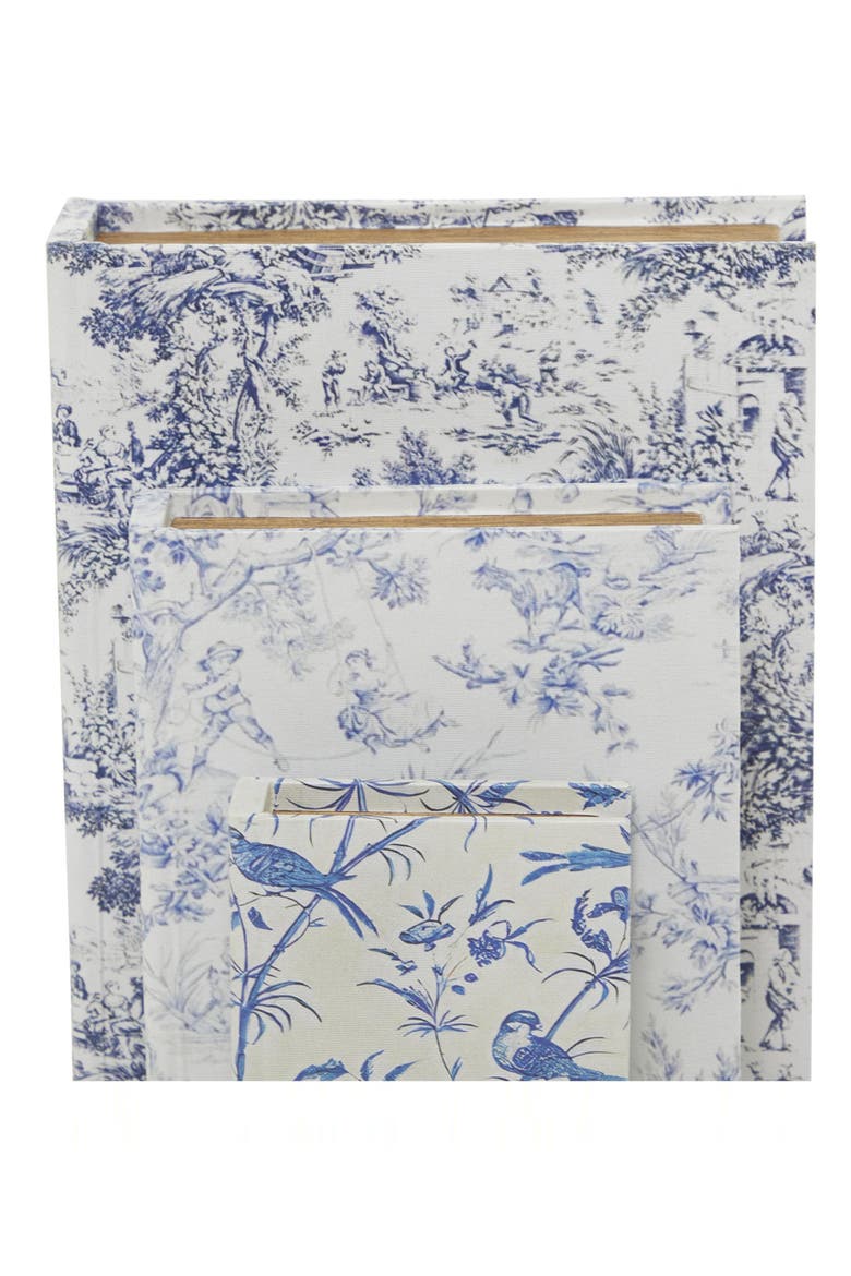 Set of 3 Faux Book Boxes, Alternate, color, WHITE