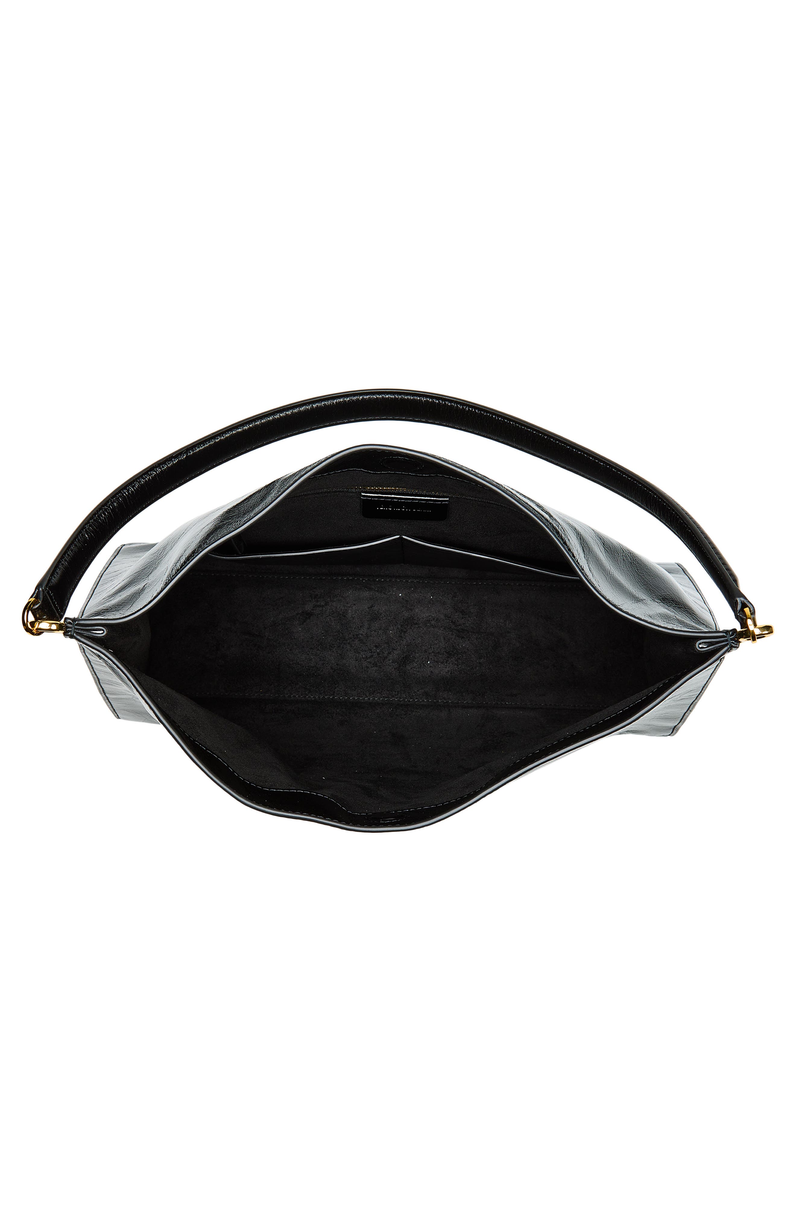 Vida Crinkle Leather Hobo Bag, Alternate, color, BLACK