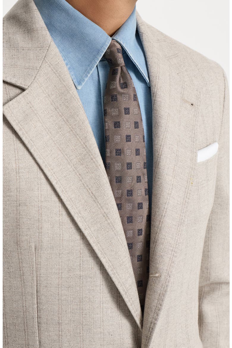 Silk tie with squares pattern, Alternate, color, Brown