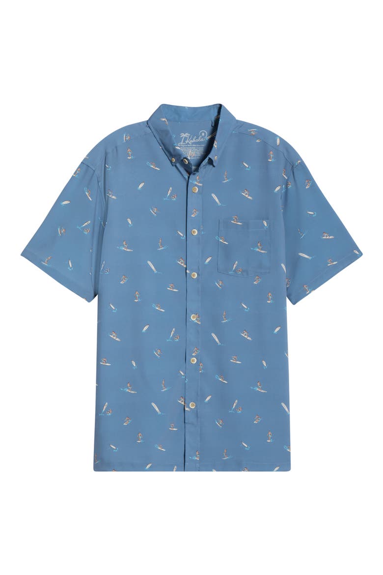 Surfs Up Short Sleeve Button-Down Shirt, Alternate, color, DENIM BLUE