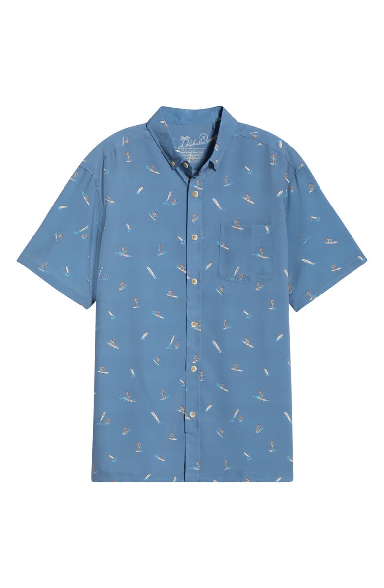 Kahala Surfs Up Short Sleeve Button-Down Shirt, Main, color, Denim Blue