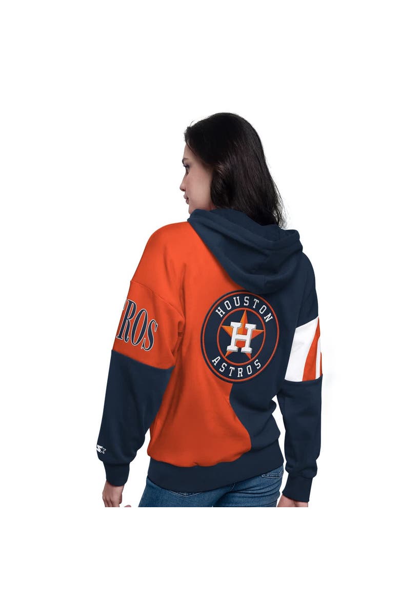 STARTER Women's Starter Navy/Orange Houston Astros Curve Ball Full Zip Hoodie Sweatshirt, Alternate, color, Navy