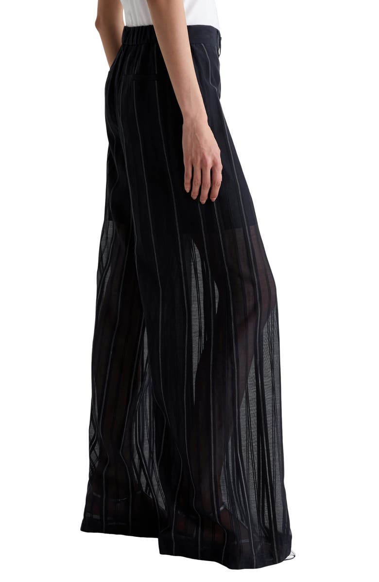 AG Anna Pinstripe Semisheer Wide Leg Cotton & Silk Pants, Alternate, color, Day To Night