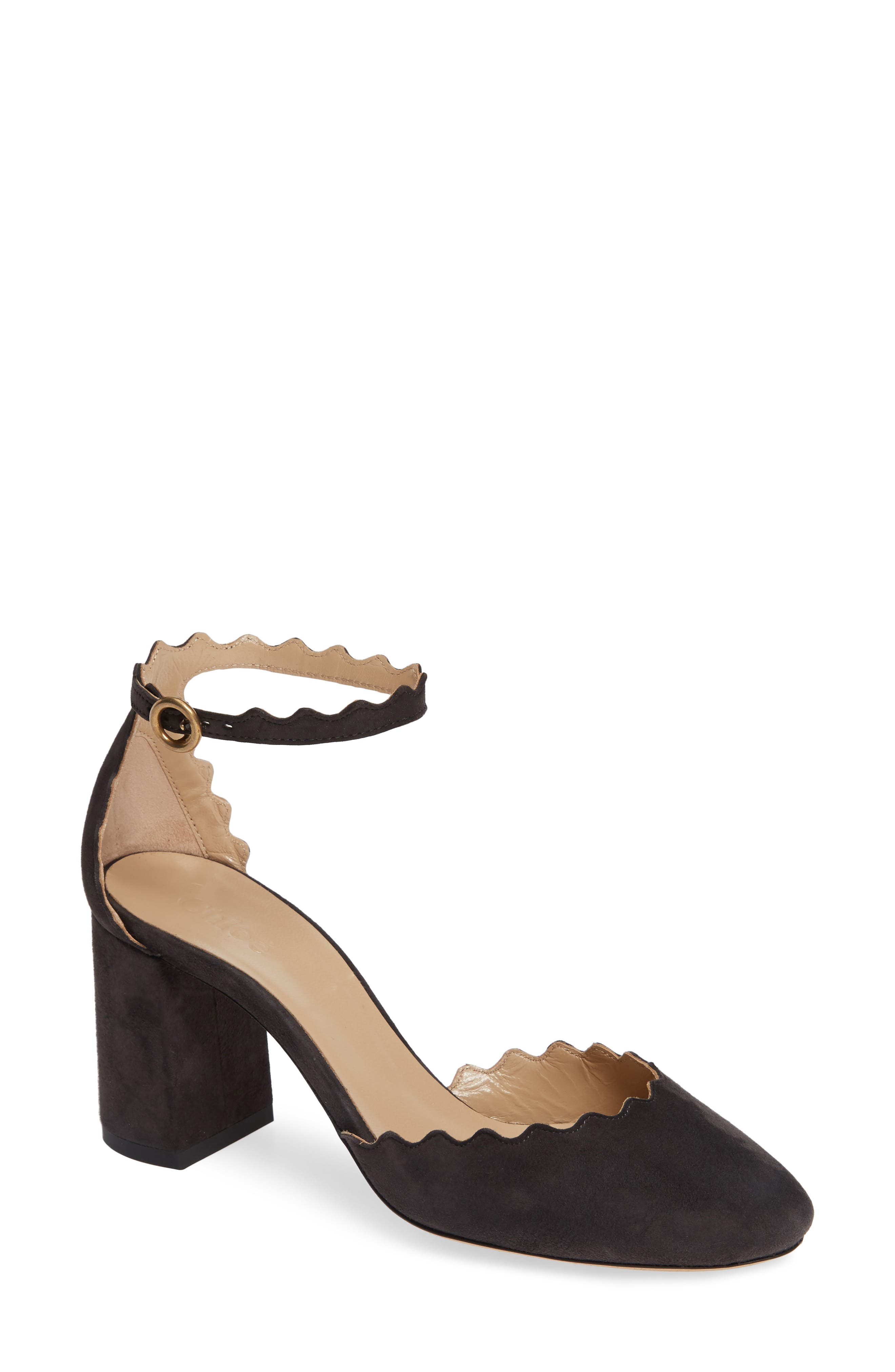 Chloé Scalloped Ankle Strap d'Orsay Pump, Main, color, 