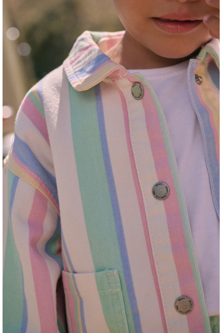 Kids' Stripe Cotton Snap-Up Jacket & Shorts Set, Alternate, color, GREEN