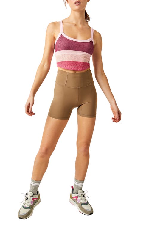 Free People Fp Movement All Clear Stripe Space Dyed Rib Crop Camisole In Magenta Minx Combo