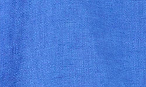 Elan Tie Front Long Sleeve Linen Cover-up In Blue