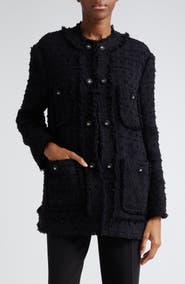 Dolce&Gabbana Logo Button Collarless Tweed Jacket