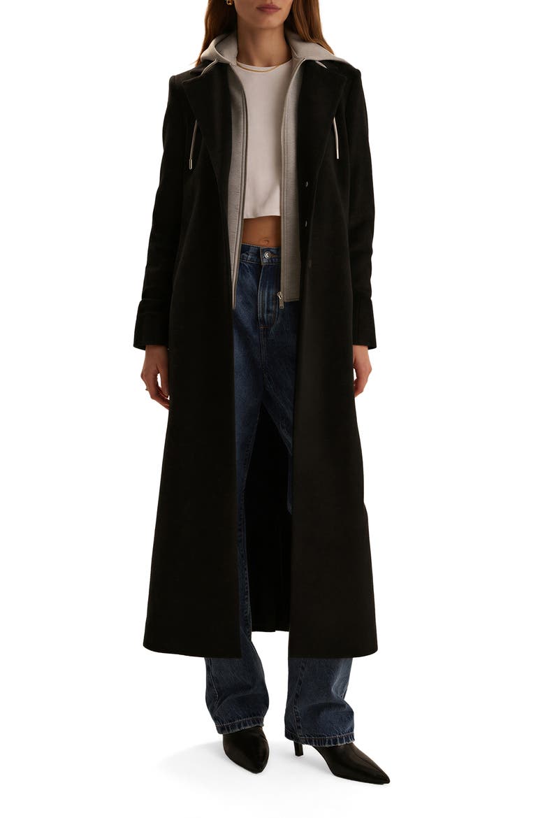 The Sport Wool Blend Coat with Hoodie Insert, Alternate, color, BLACK