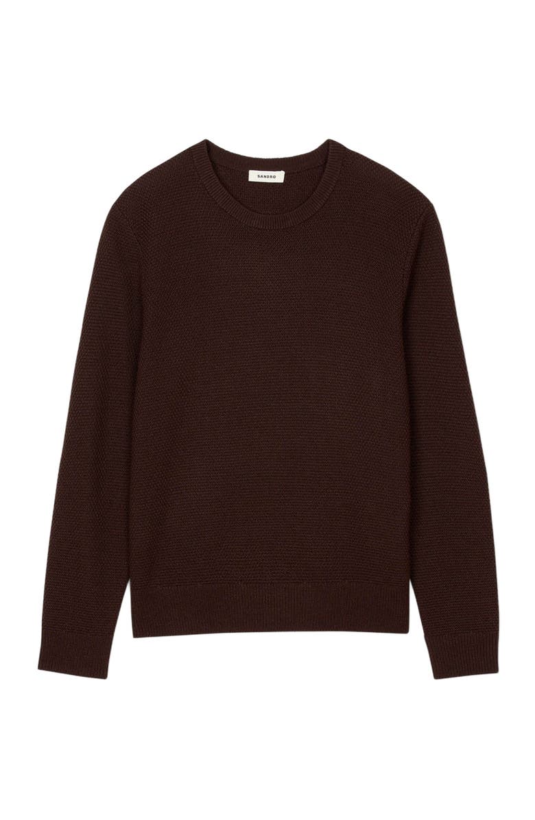 SANDRO Textured knit sweater, Alternate, color, Chocolate