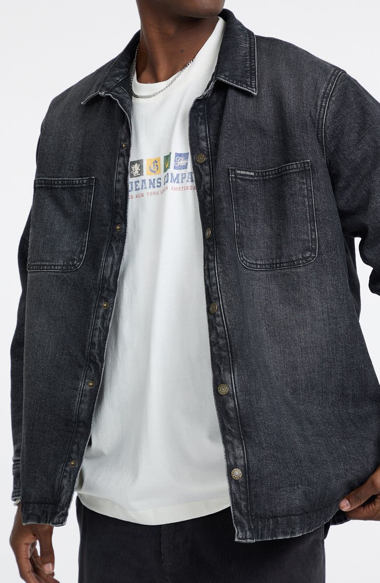 GUESS JEANS Cotton Denim Snap-Up Overshirt, Alternate, color, 