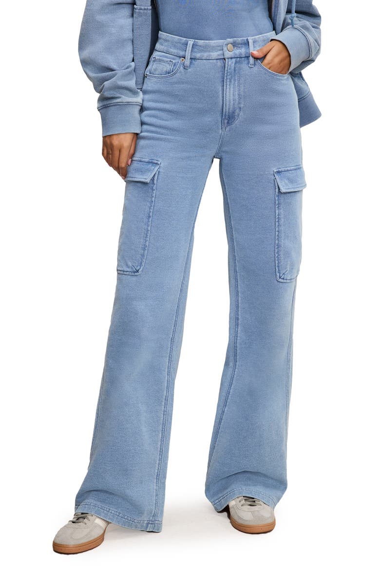 Jeanius Good Skate Wide Leg Cargo French Terry Pants, Main, color, INDIGO376
