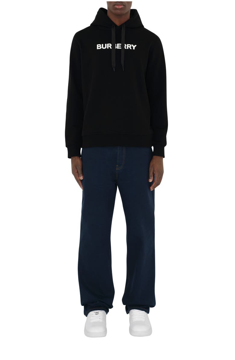 Burberry Logo Cotton Hoodie, Main, color, Black
