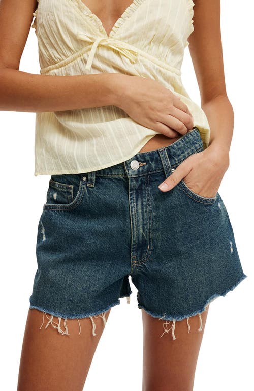 Cotton On Original Denim Short In Logans Blue Worn