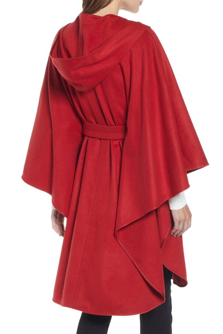 Belted Cashmere Poncho, Alternate, color, RED