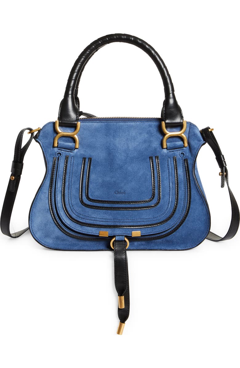 Chloé Small Marcie Bicolor Suede Satchel, Main, color,