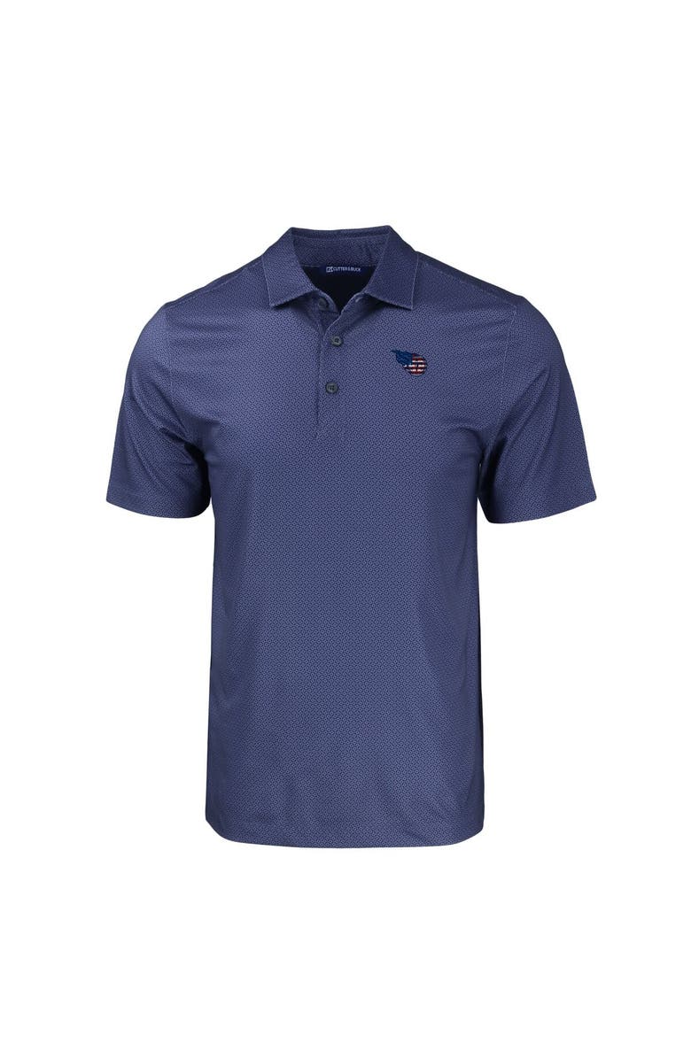 Cutter & Buck Men's Cutter & Buck Navy Tennessee Titans Americana Pike Eco Tonal Geo Print Stretch Recycled Polo, Alternate, color,