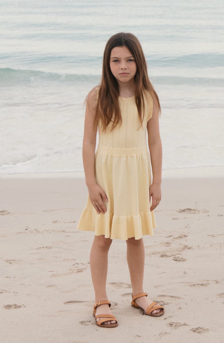 Hope & Henry Kids' Organic Flounce Hem Tank Sweater Dress, Alternate, color, Pale Yellow