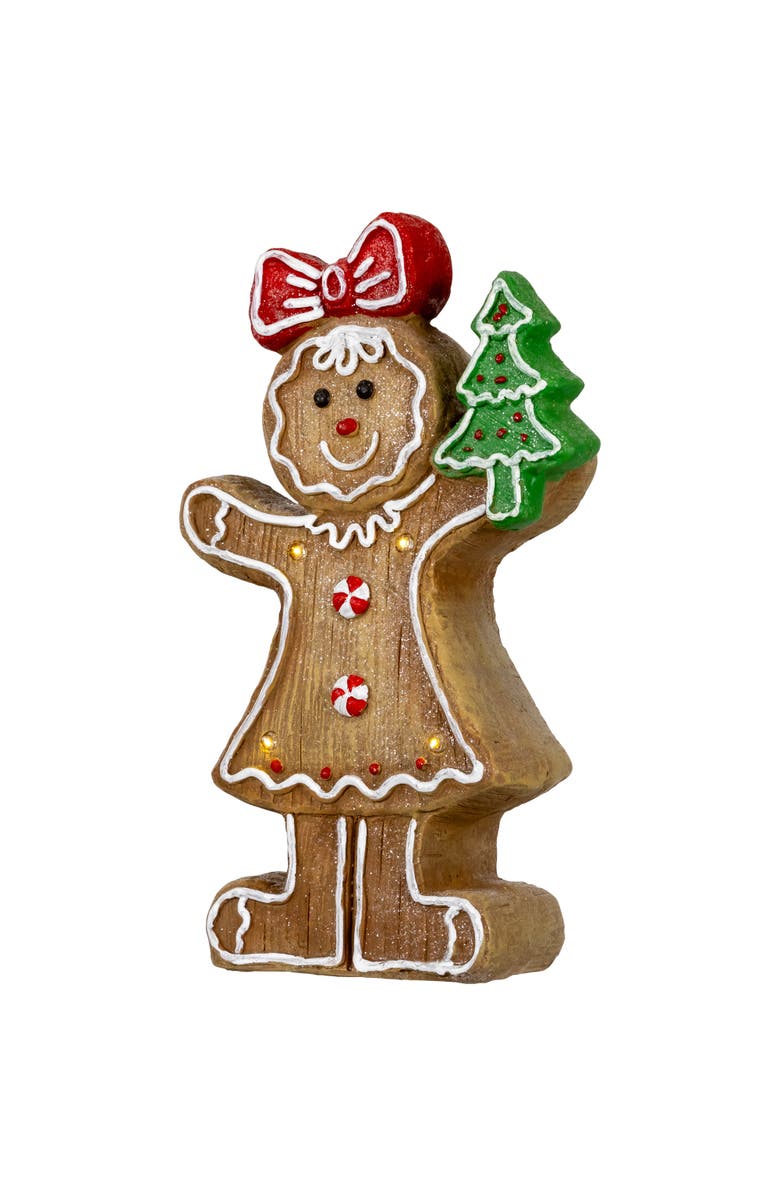Northlight LED Lighted Gingerbread Girl Christmas Figurine - 15.25", Alternate, color, Brown