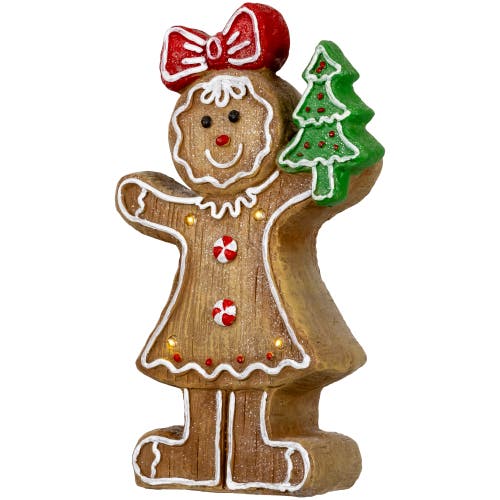 Northlight Led Lighted Gingerbread Girl Christmas Figurine In Brown