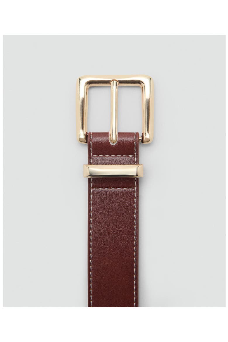 Stitched Square Buckle Belt, Alternate, color, BROWN