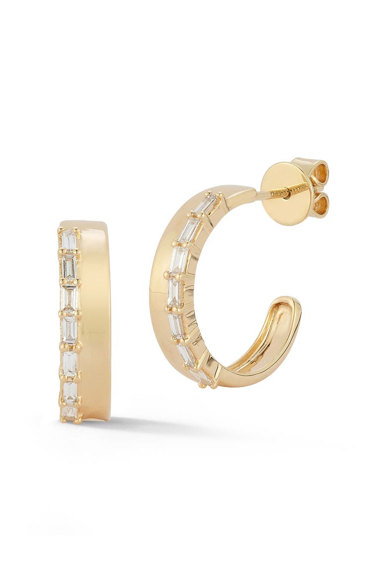 Sadie Baguette Diamond Hoop Earrings, Main, color, YELLOW GOLD