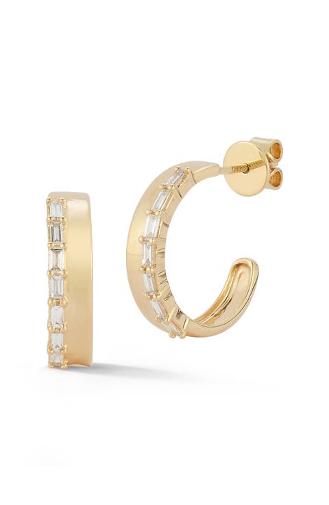 Sadie Baguette Diamond Hoop Earrings