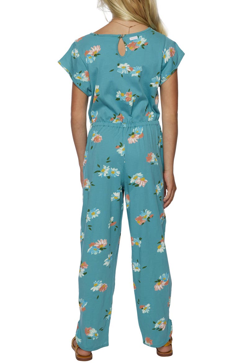 Kids' Ryder Floral Cotton Jumpsuit, Alternate, color, TEAL