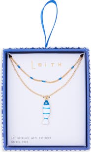 Leith Set of 2 Enamel Fish Pendant & Chain Necklaces