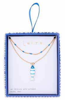 Leith Set of 2 Enamel Fish Pendant & Chain Necklaces