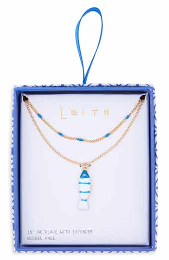 Leith Set of 2 Enamel Fish Pendant & Chain Necklaces