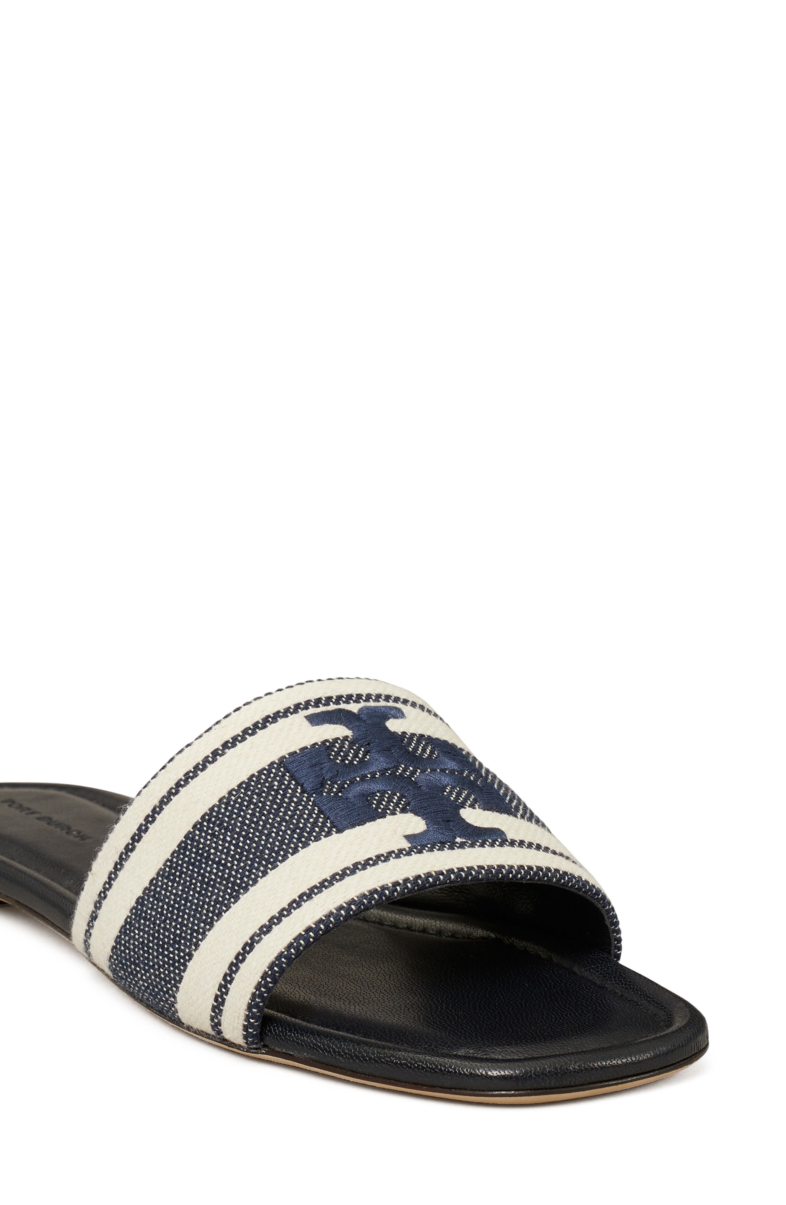 Double T Jacquard Slide Sandal, Alternate, color, BLUE CHIARO / ASH WHITE