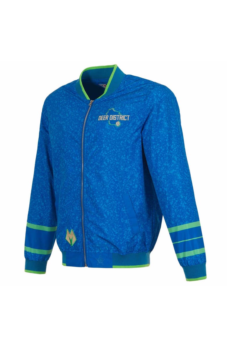 JH DESIGN Men's JH Design Blue Milwaukee Bucks 2023/24 City Edition Full-Zip Bomber Jacket, Alternate, color, 