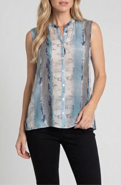 Apny Sleeveless Button-up Shirt In Blue