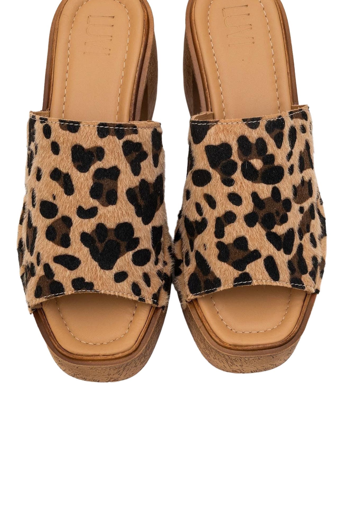 Pull Leather Platform Mules, Alternate, color, Leopard Suede Leather