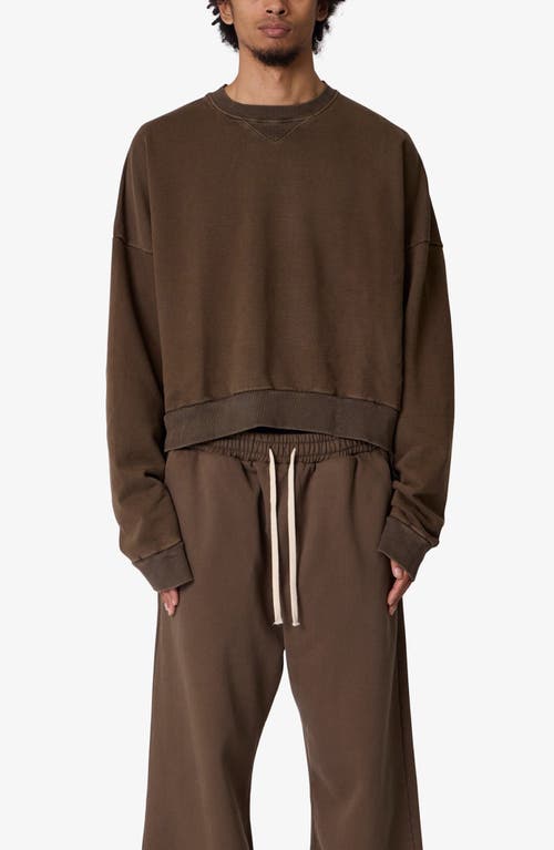 Mnml Crop Cotton Crewneck Sweatshirt In Brown