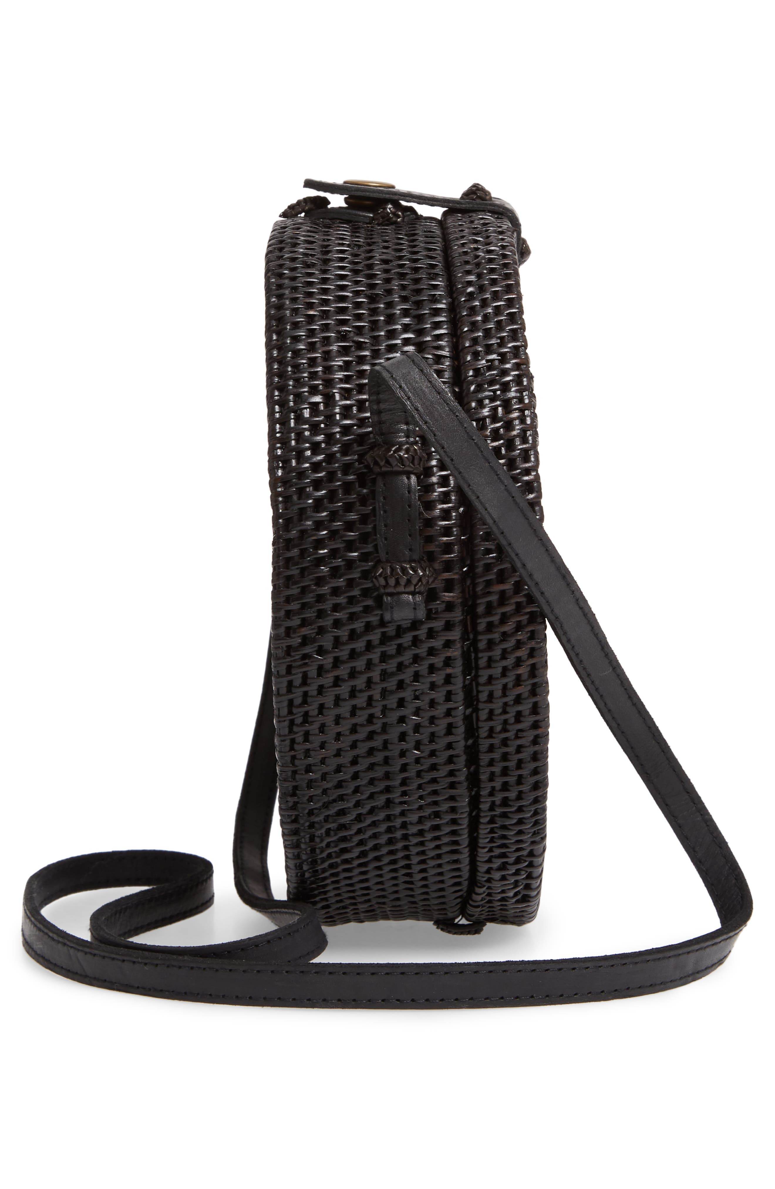 Street Level Woven Rattan Circle Basket Crossbody, Alternate, color, 