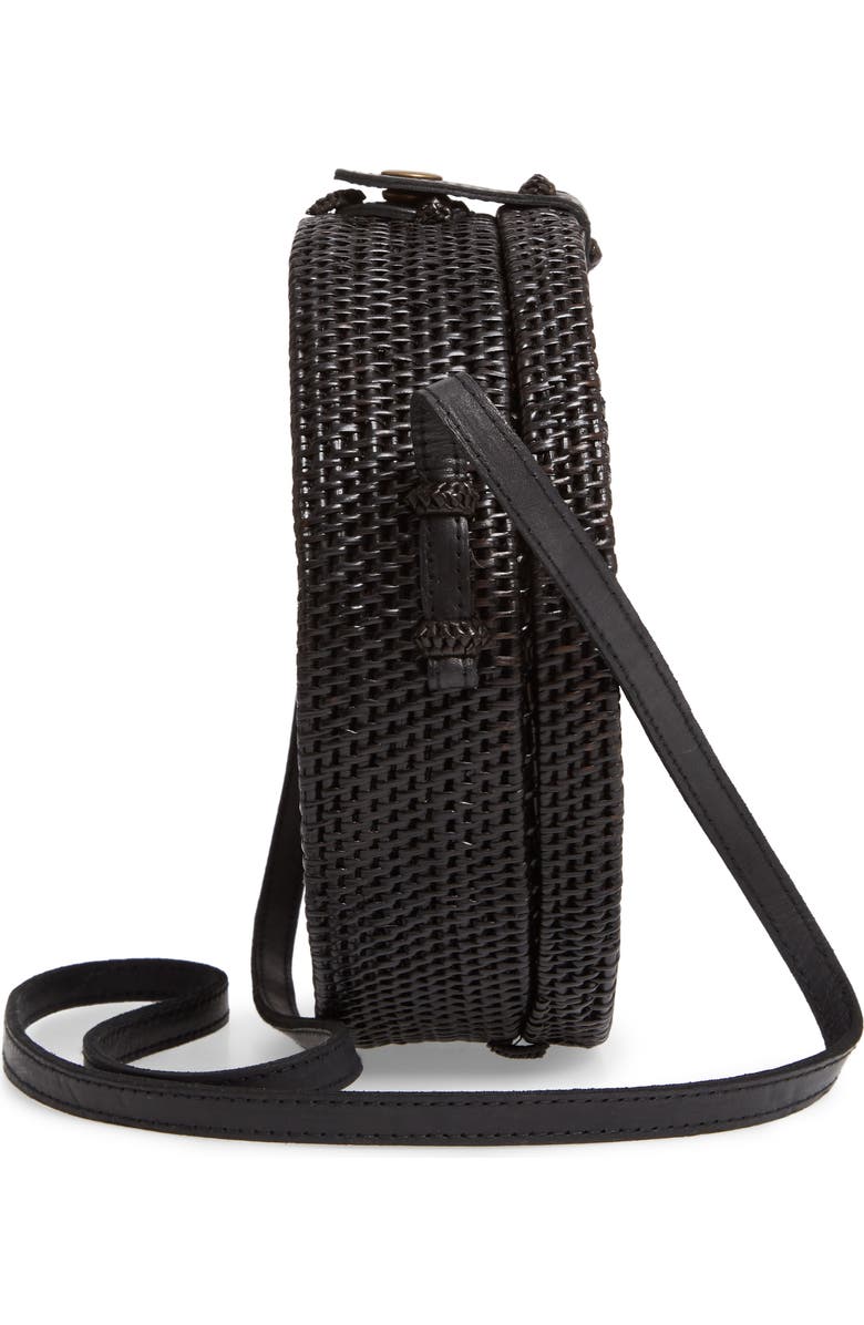 Street Level Woven Rattan Circle Basket Crossbody, Alternate, color,