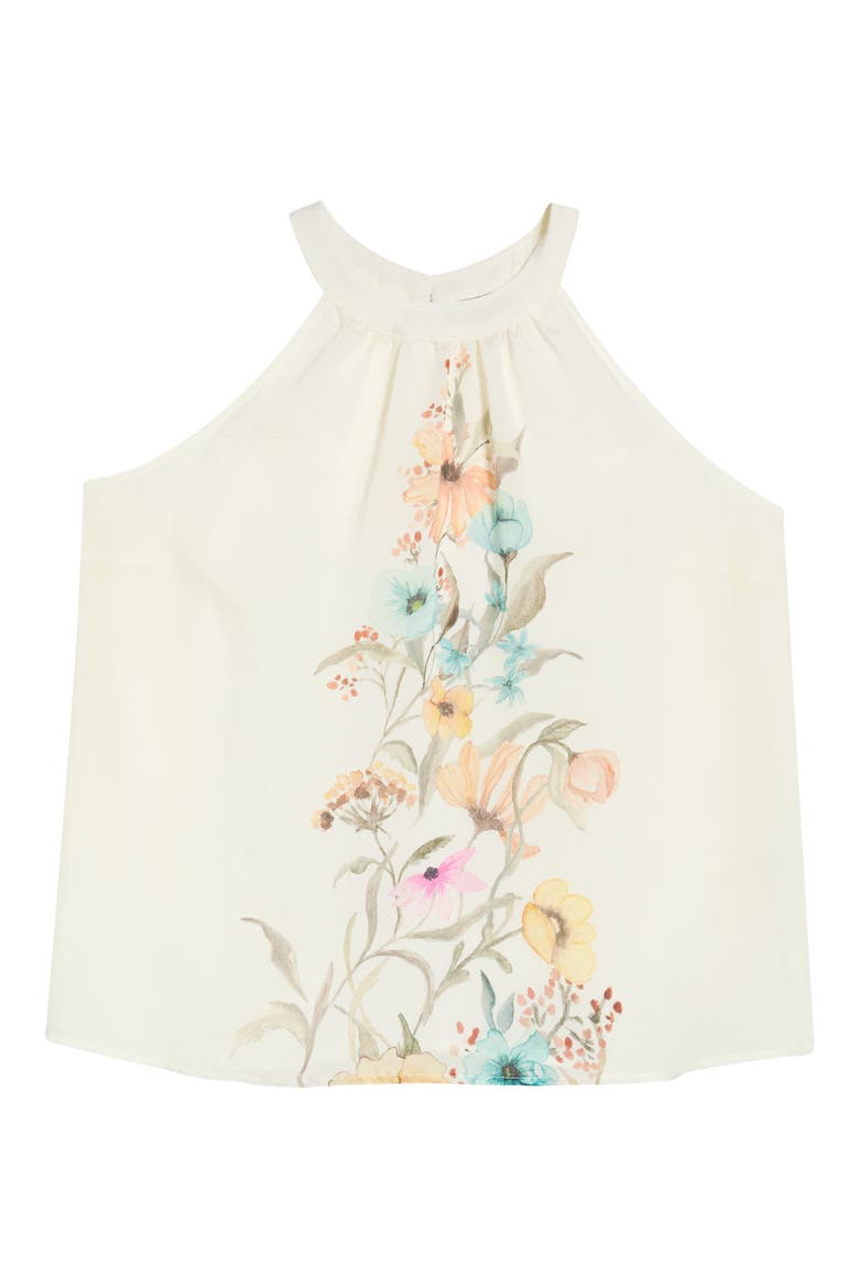 Placed Floral High Neck Sleeveless Top, Alternate, color, ANTIQUE WHITE