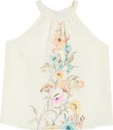 Vince Camuto Placed Floral High Neck Sleeveless Top